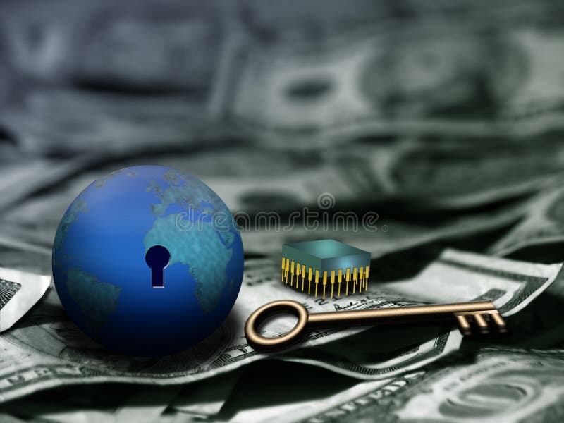 Technology & the key to wealth stock photo Technology & the key to wealth stock photo