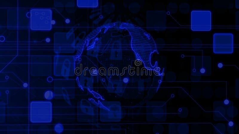 Technology lock around earth. Dark business background. Internet security royalty free illustration.