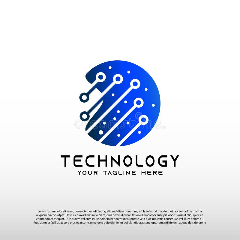 Technology logos, future technology icons, gear logos, circuit style lines, vector illustration elements stock illustration