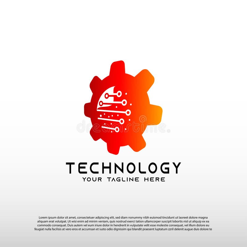 Technology logos, future technology icons, gear logos, circuit style lines, vector illustration elements stock illustration