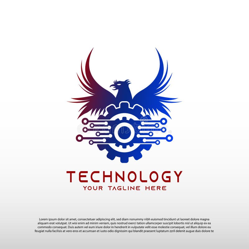 Technology logos, future technology icons, gear logos, circuit style lines, vector illustration elements stock illustration