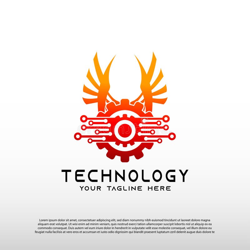 Technology logos, future technology icons, gear logos, circuit style lines, vector illustration elements royalty free illustration