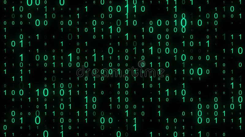 Technology matrix background. Cyber security with falling number on screen. Binary code. Digital system. Decoding data. Hacked stock illustration