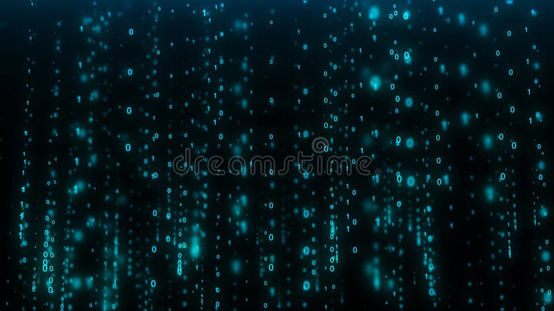 Technology matrix background. Cyber security with falling numbers on screen. Binary code. Digital system. Decoding data. Hacked stock illustration