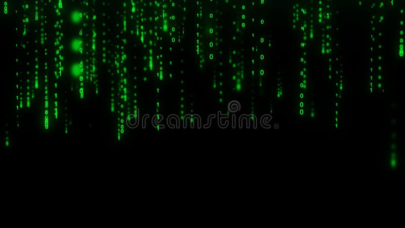 Technology matrix background. Cyber security with falling numbers on screen. Binary code. Digital system. Decoding data. Hacked stock illustration