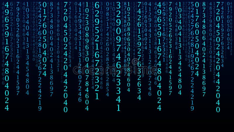 Technology matrix background. Cyber security with falling numbers on screen. Vector binary code. Digital system. Decoding data. stock illustration