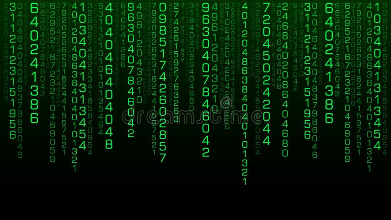 Technology matrix background. Cyber security with falling numbers on screen. Vector binary code. Digital system. Decoding data. royalty free illustration