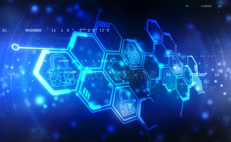 Technology security concept. Modern safety digital background. Protection system stock photo