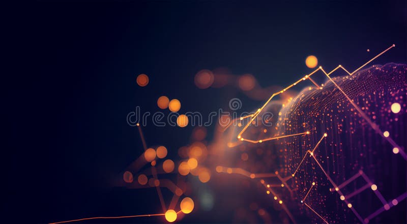 Technology server of data with dots connections. stock illustration.