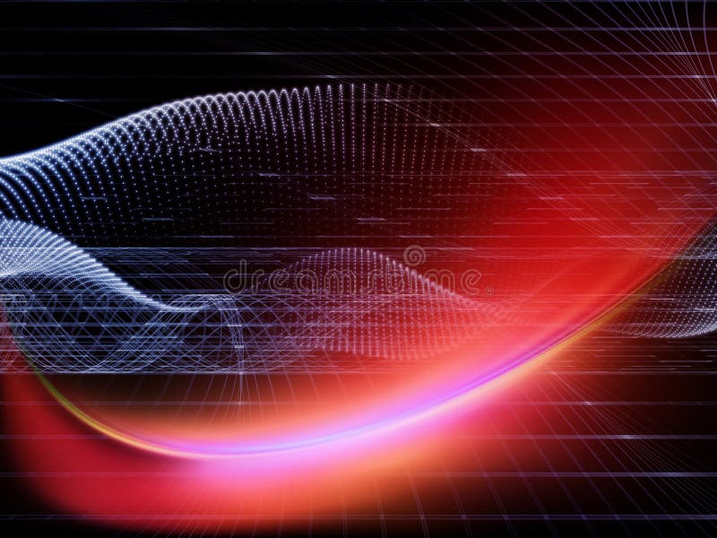 Perspectives of Virtual World. Technology of Space series. Design made of waves, grids and lights to serve as backdrop for projects related to technology, science and the world of computer information