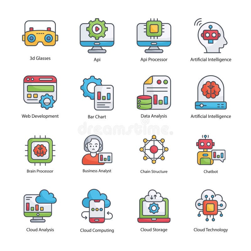 Technology Vector Fill Outline Icon Design Illustration. Technology