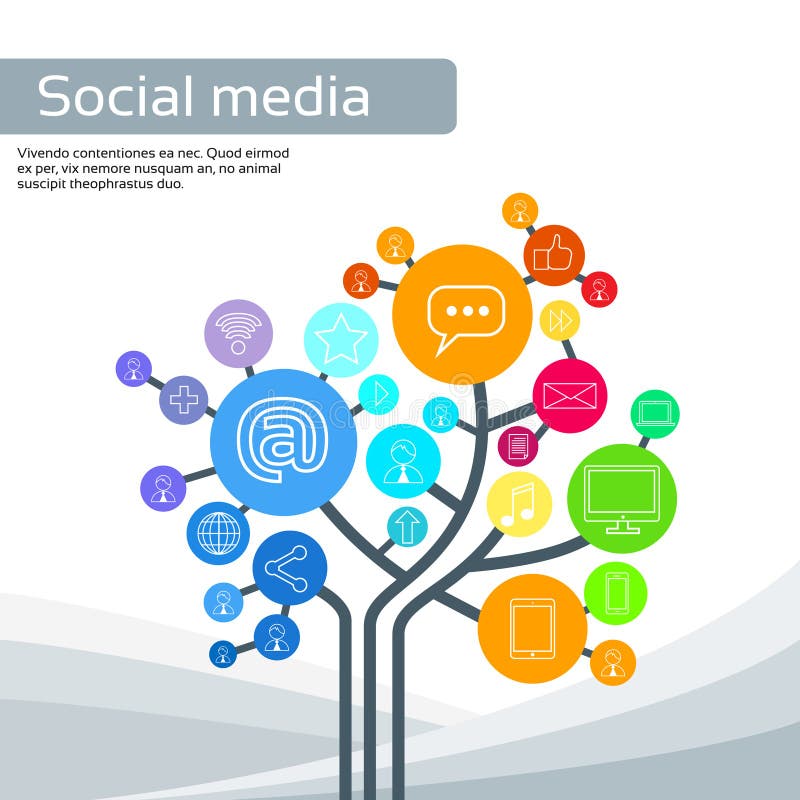 Technology Tree Social Media Icons Thin Line Logo royalty free illustration