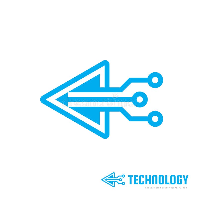 Technology - vector logo template for corporate identity. Triangle arrow abstract chip sign. Network, internet tech concept. stock illustration