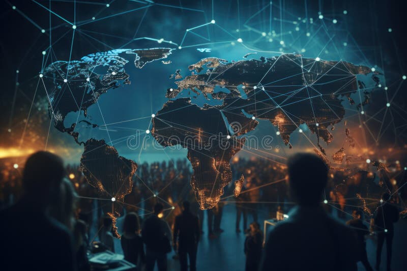 Technology virtual blockchain data stream background created with generative AI royalty free stock photography