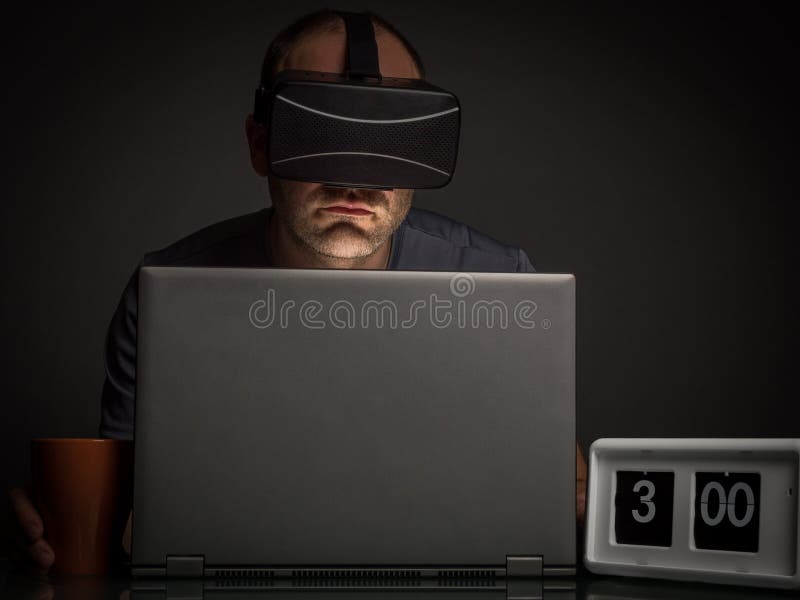 Technology And Virtual Reality Addiction At Home Stock Image Image of