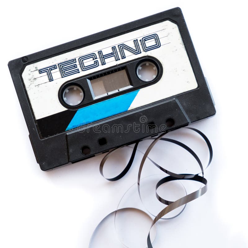Techno music dance musical genres audio tape label. Techno music dance musical genres audio tape label.