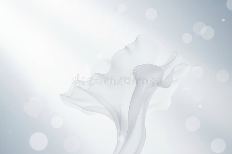 Tecido branco abstrato e esvoaçante com luzes bokeh suaves fotos de stock royalty free