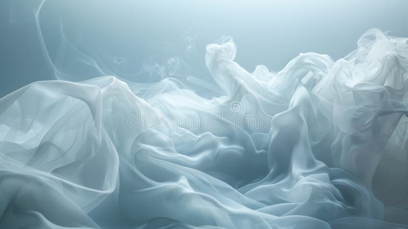 Tecido branco e fluído sobre um fundo azul suave fotografia de stock