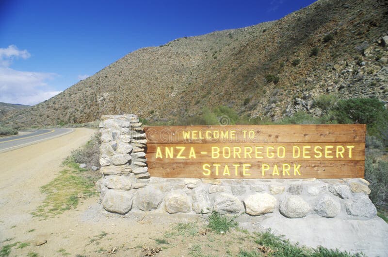 Tecken för den Anza-Borrego ökendelstatsparken, Kalifornien arkivfoto Tecken för den Anza-Borrego ökendelstatsparken, Kalifornien arkivfoto