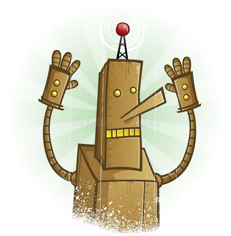 Tecken för robotnödtecknad film royaltyfri illustrationer Tecken för robotnödtecknad film royaltyfri illustrationer