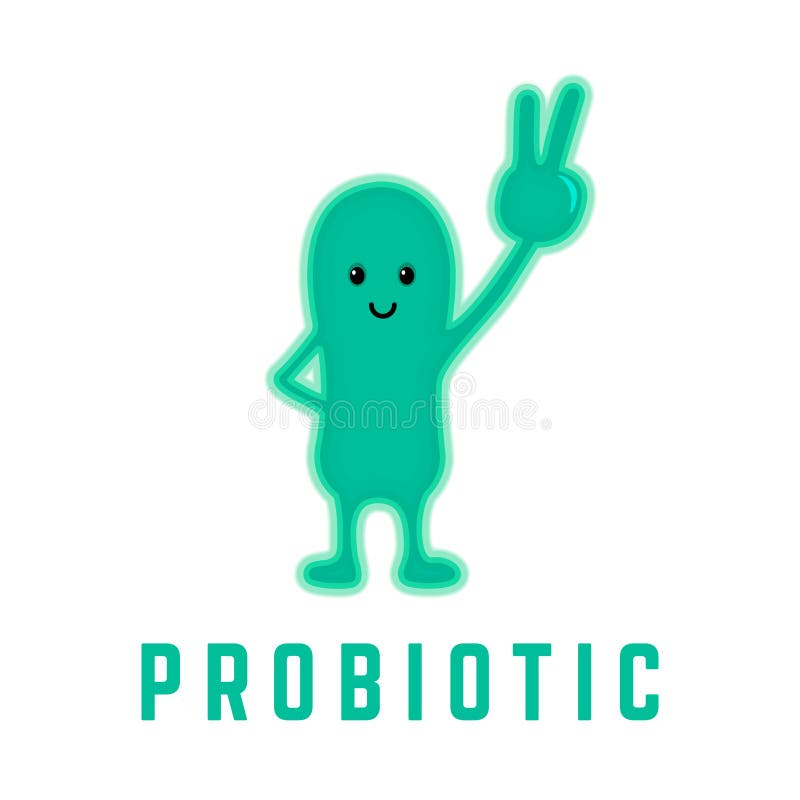 Tecken för seger för gest för hand för show för leendegräsplanprobiotics vektor royaltyfri illustrationer Tecken för seger för gest för hand för show för leendegräsplanprobiotics vektor royaltyfri illustrationer