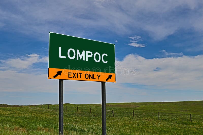 Tecken för USA-huvudvägutgång för Lompoc arkivfoton Tecken för USA-huvudvägutgång för Lompoc arkivfoton