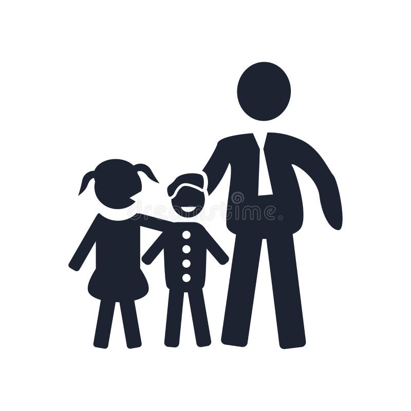 Tecken och symbol för fader- och barnsymbolsvektor som isoleras på whit stock illustrationer