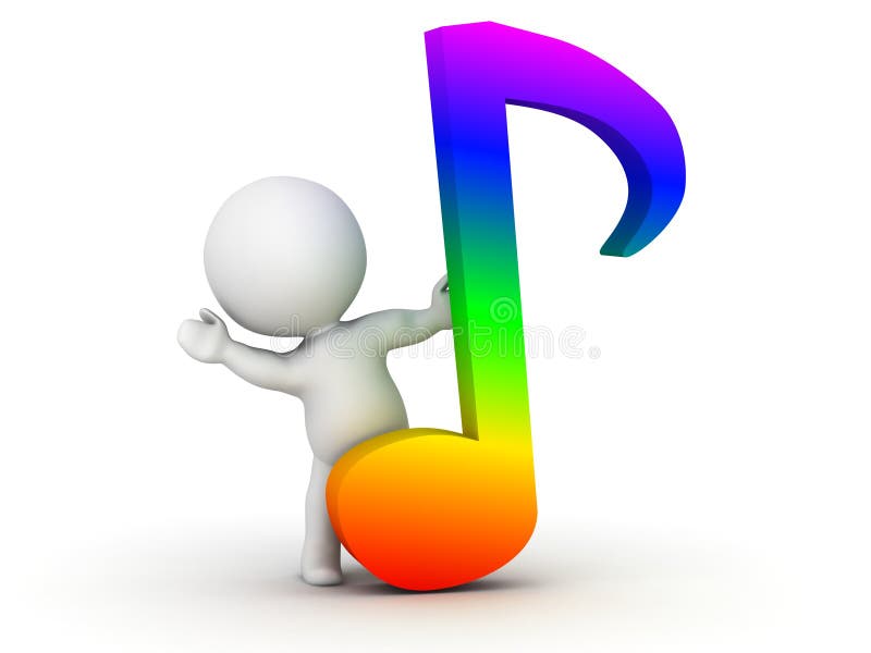 Tecken som 3D bakifrån vinkar färgrikt musiksymbol