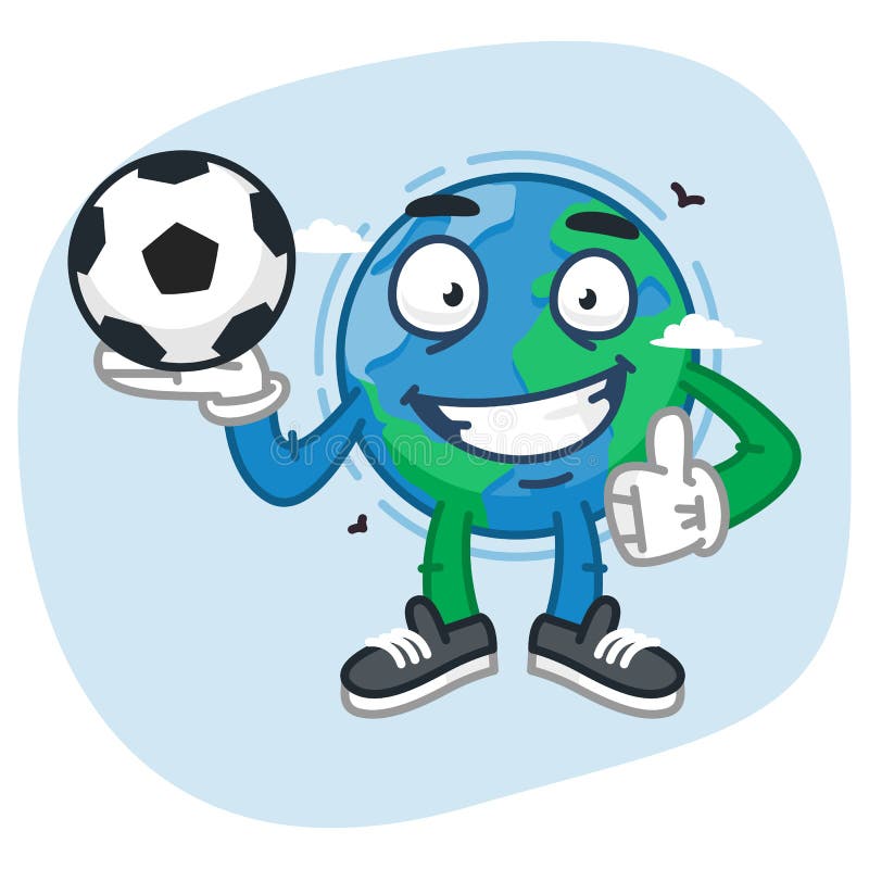 Teckenjord rymmer fotbollbollen royaltyfri illustrationer Teckenjord rymmer fotbollbollen royaltyfri illustrationer