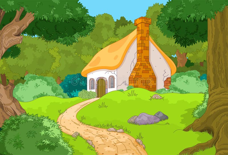 Tecknad film Forest Cabin royaltyfri illustrationer Tecknad film Forest Cabin royaltyfri illustrationer