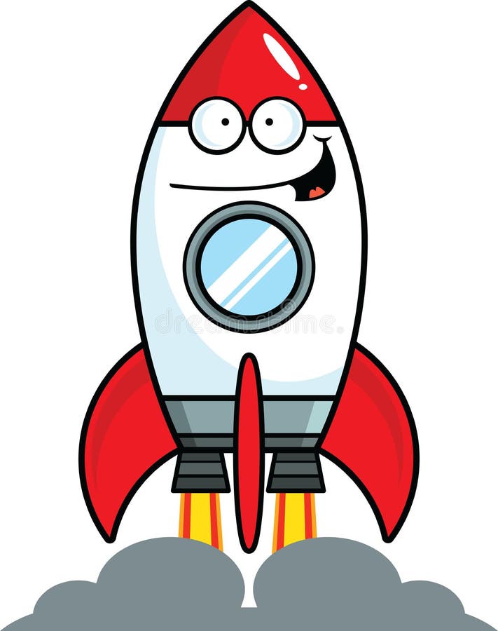 Tecknad film Rocket Happy vektor illustrationer Tecknad film Rocket Happy vektor illustrationer