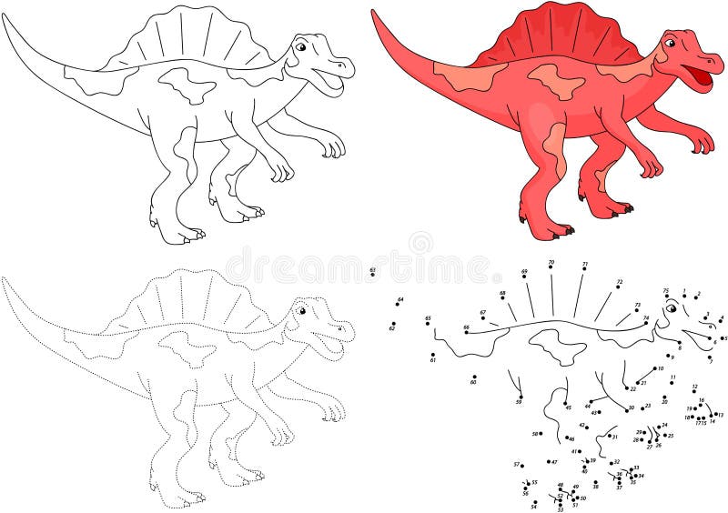 Tecknad film Spinosaurus också vektor för coreldrawillustration pricklek till