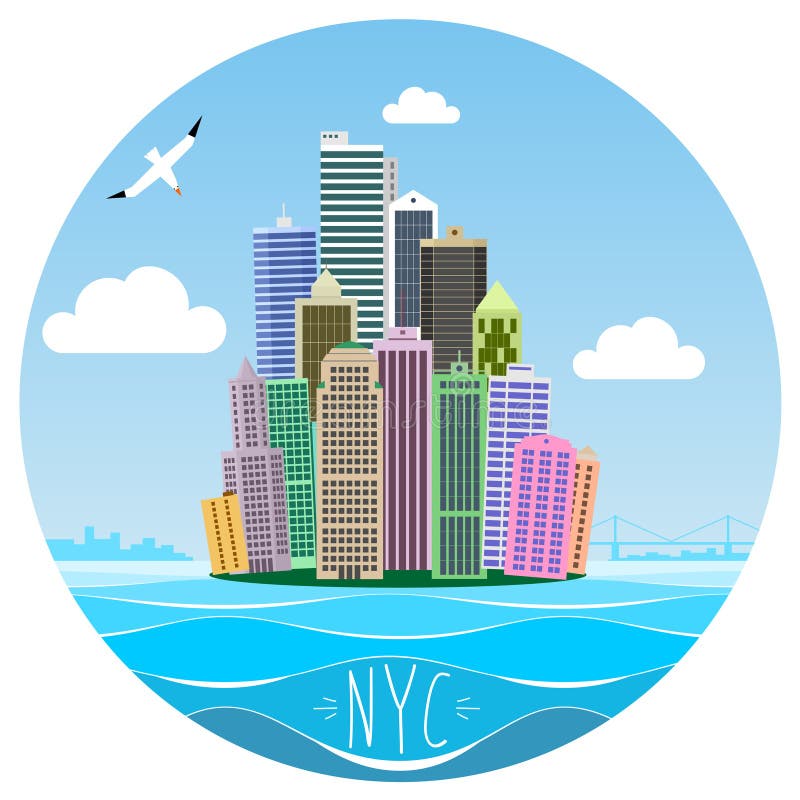 Tecknad filmbild av Manhattan royaltyfri illustrationer Tecknad filmbild av Manhattan royaltyfri illustrationer