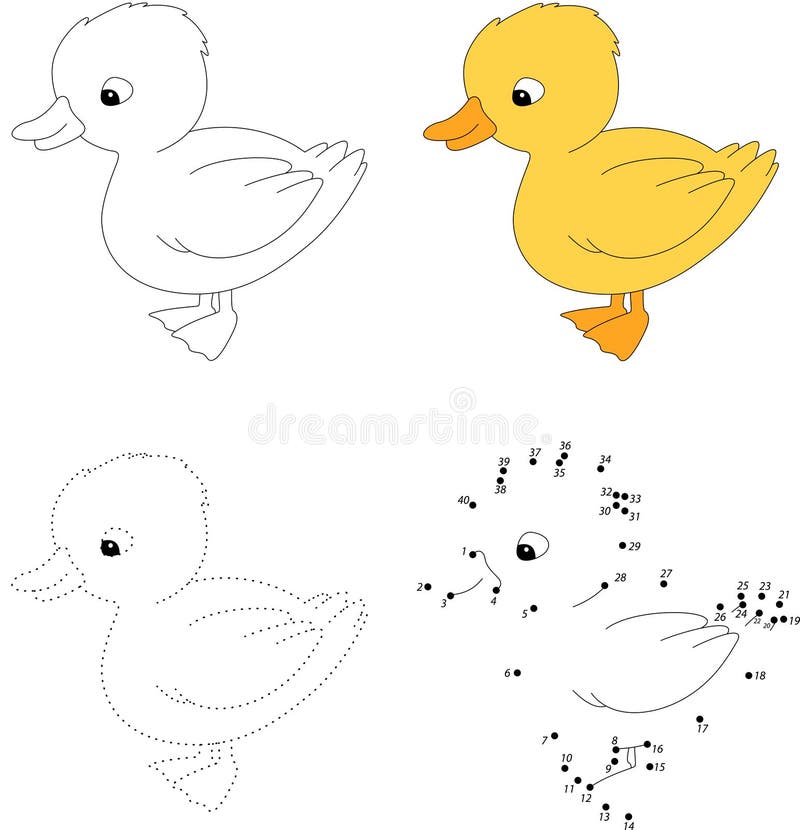 tecknad filmduckling också vektor för coreldrawillustration Prick som pricker leken för ungar stock illustrationer tecknad filmduckling också vektor för coreldrawillustration Prick som pricker leken för ungar stock illustrationer