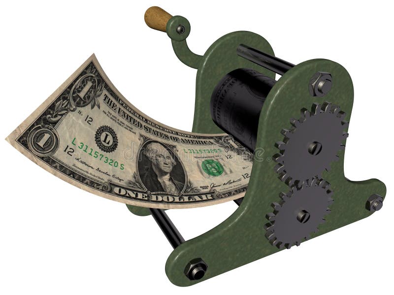 3D illustration of making money on the hand printing press. Theme of inflation, deflation, monetary policy, central bank, Federal Reserve â€¦. 3D illustration of making money on the hand printing press. Theme of inflation, deflation, monetary policy, central bank, Federal Reserve â€¦