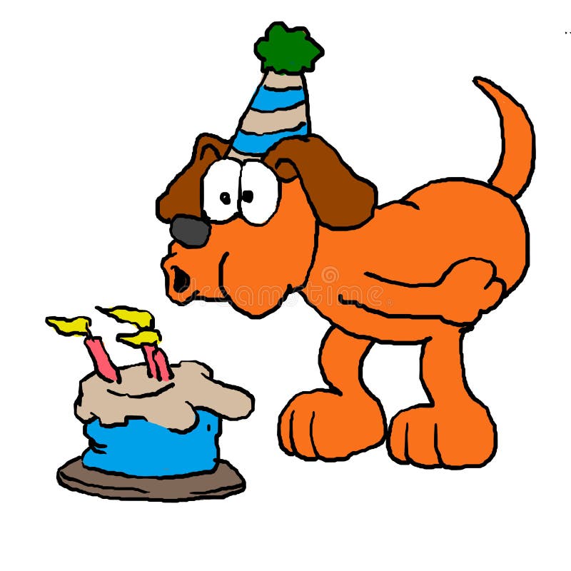 Tecknad filmhund som blåser stearinljuset vektor illustrationer Tecknad filmhund som blåser stearinljuset vektor illustrationer