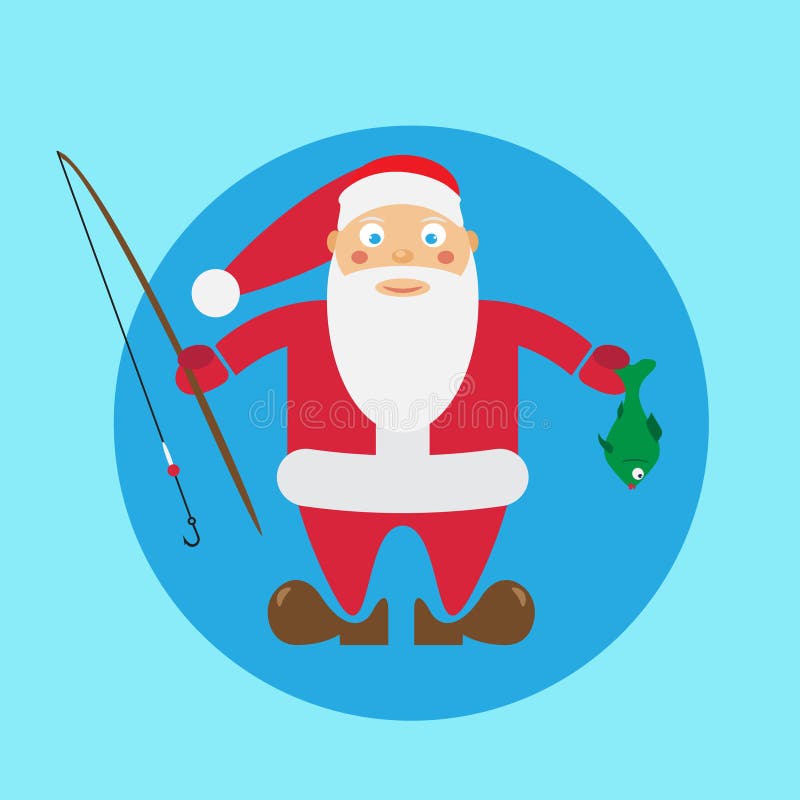 tecknad filmjulelement som fiskar den santa vintern stock illustrationer tecknad filmjulelement som fiskar den santa vintern stock illustrationer