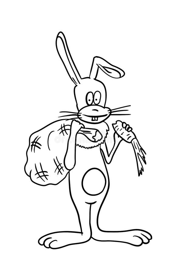 Tecknad filmkanin med en påse av morötter, vektor stock illustrationer Tecknad filmkanin med en påse av morötter, vektor stock illustrationer
