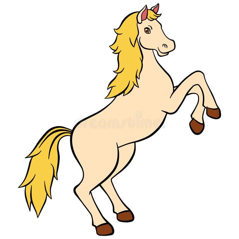 Tecknad filmlantgårddjur för ungar Gulliga härliga hästleenden stock illustrationer Tecknad filmlantgårddjur för ungar Gulliga härliga hästleenden stock illustrationer