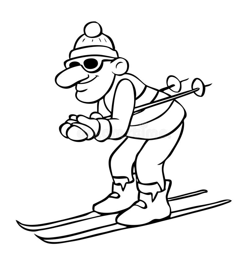 tecknad filmteckningsskier stock illustrationer tecknad filmteckningsskier stock illustrationer