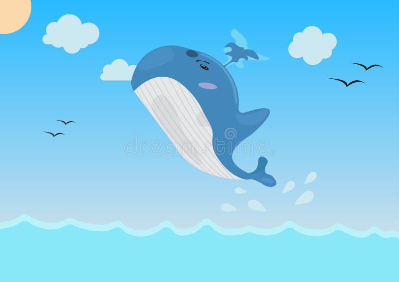 Tecknad filmval som hoppar i havet vektor illustration royaltyfri illustrationer Tecknad filmval som hoppar i havet vektor illustration royaltyfri illustrationer