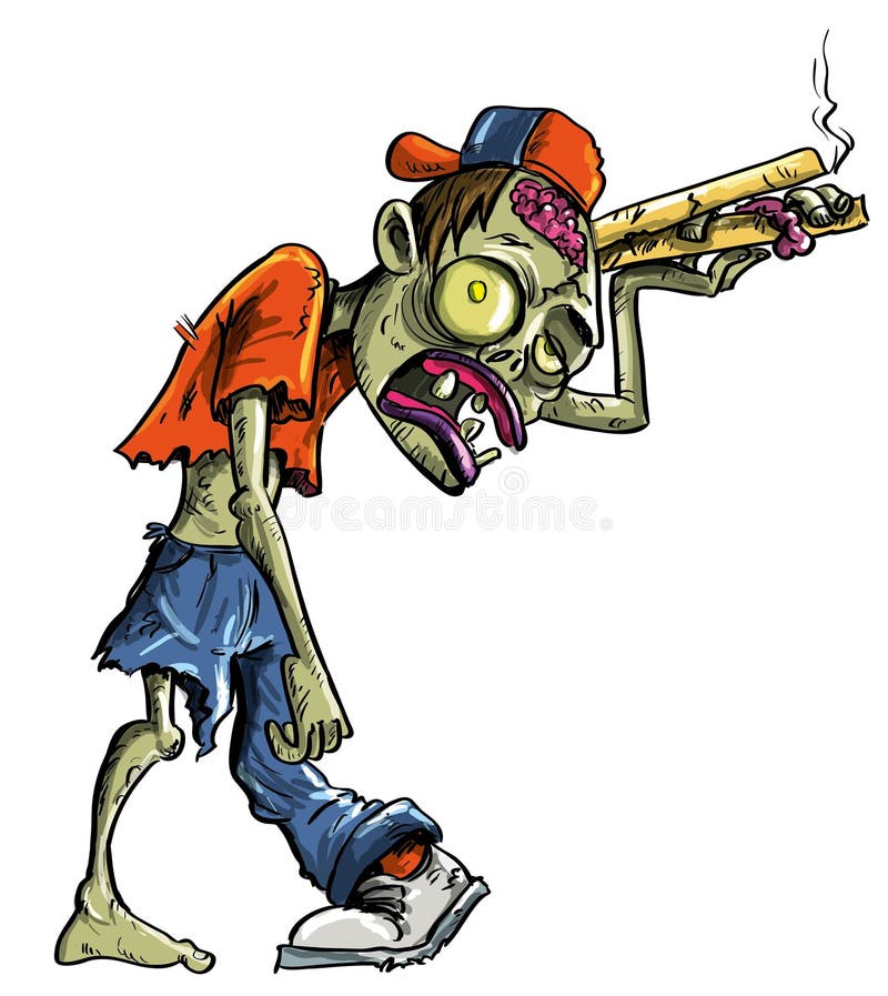 Tecknad filmzombie som levererar pizza vektor illustrationer Tecknad filmzombie som levererar pizza vektor illustrationer