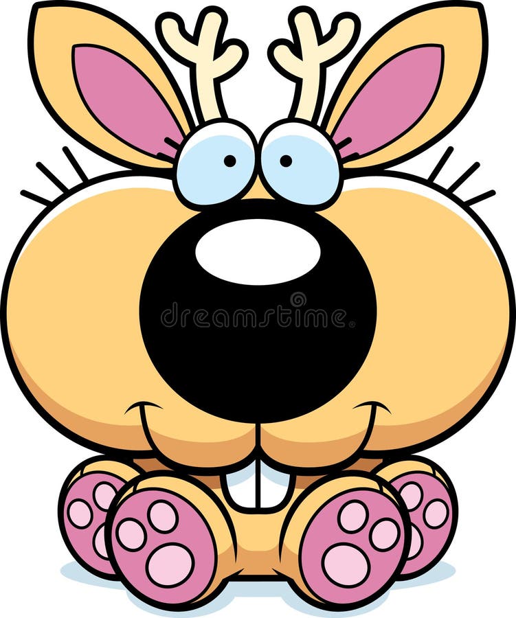 Tecknade filmen behandla som ett barn Jackalope sammanträde stock illustrationer Tecknade filmen behandla som ett barn Jackalope sammanträde stock illustrationer