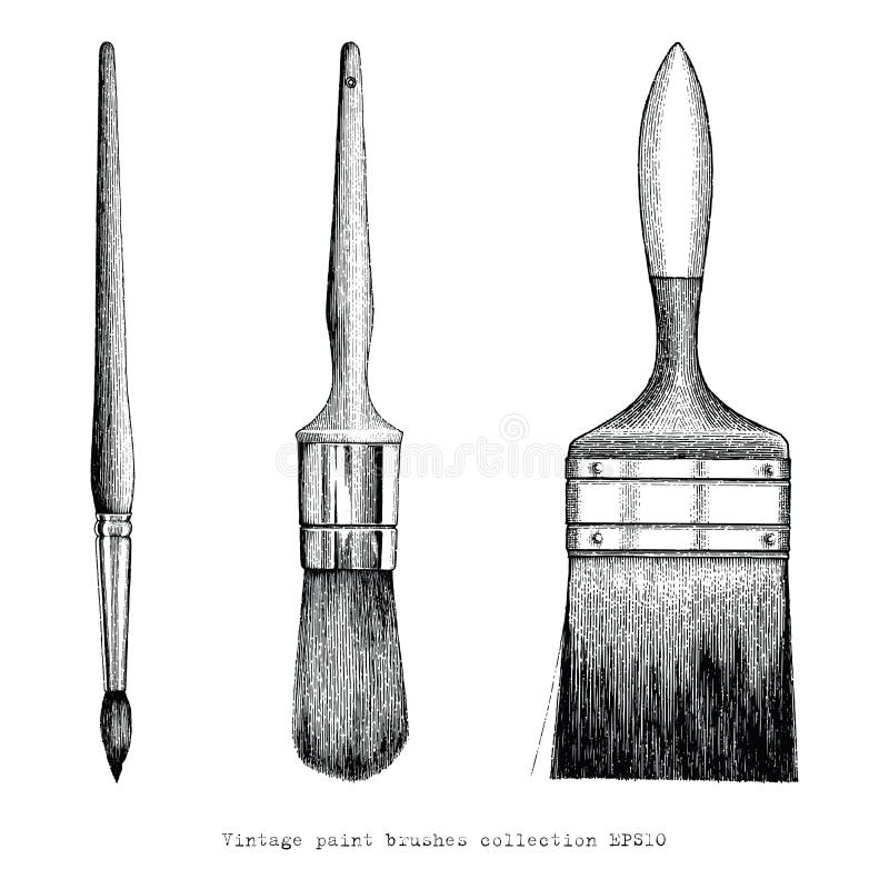 Teckning för hand för samling för tappningmålarfärgborstar royaltyfri illustrationer Teckning för hand för samling för tappningmålarfärgborstar royaltyfri illustrationer