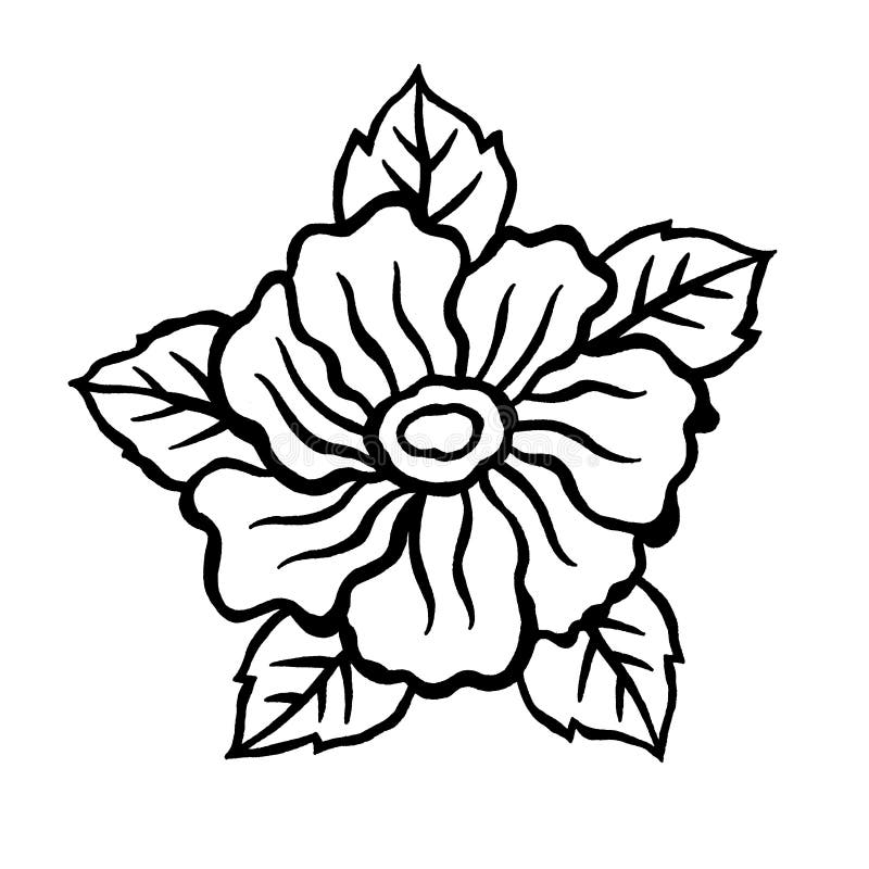 Teckningsskiss för blommiga konstföremål doodle spiritual abstrakt lotus logo symbol symbol karaktär illustration design svart och royaltyfri illustrationer