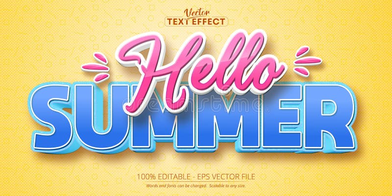 Teckningstext, redigerbar text för hälsning, sommartext och komisk textstil royaltyfri illustrationer