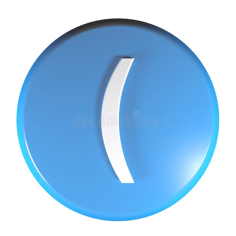 Tecla azul com o símbolo aberto do parêntese - ilustração do círculo da rendição 3D ilustração stock Tecla azul com o símbolo aberto do parêntese - ilustração do círculo da rendição 3D ilustração stock
