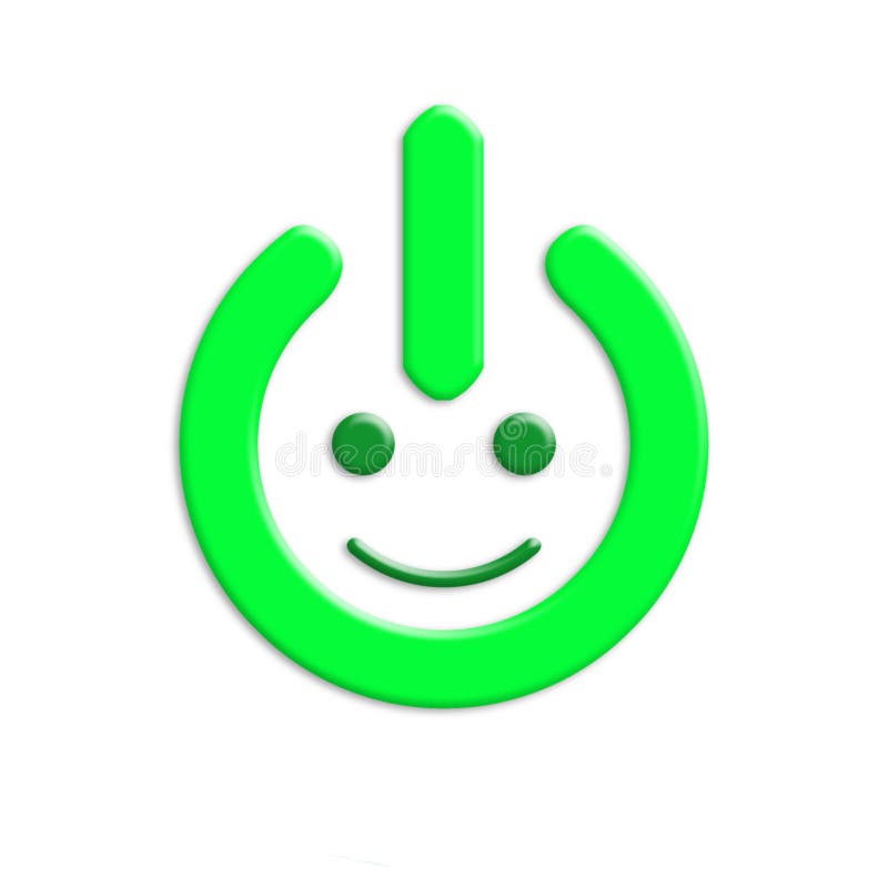 A smiling face power button logo which metaphor energy saving. A smiling face power button logo which metaphor energy saving.