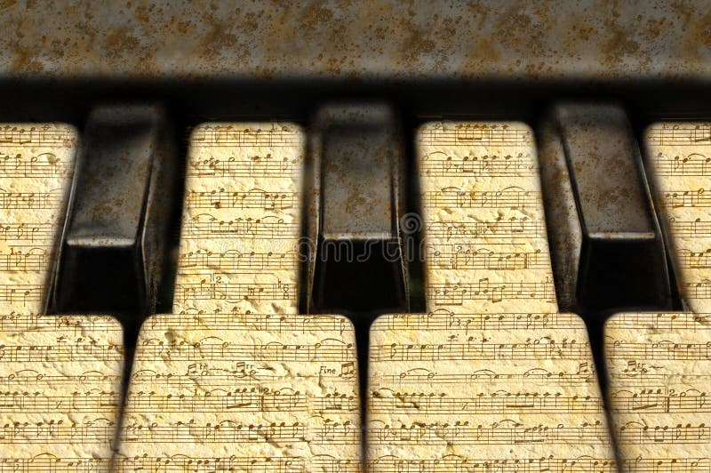 Teclado de la música con las notas del grunge fotografía de archivo Teclado de la música con las notas del grunge fotografía de archivo
