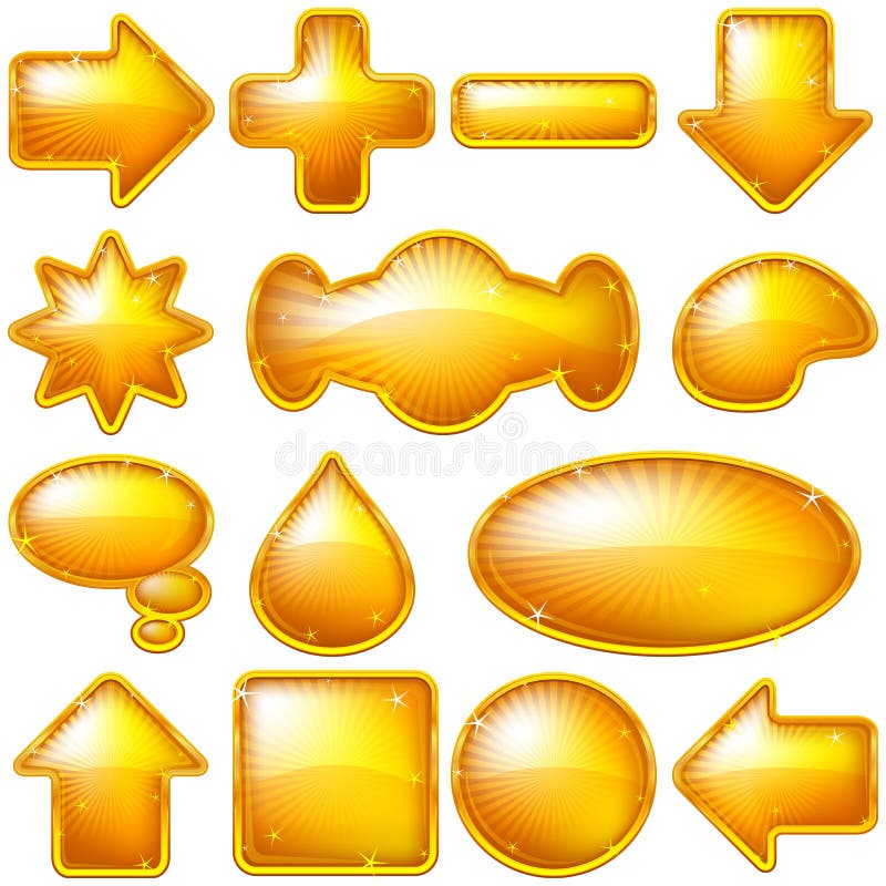Estrelas de jogo dos desenhos animados. ícones de botões de gui dourado de  cristal e modelo de jogos para celular da barra de status